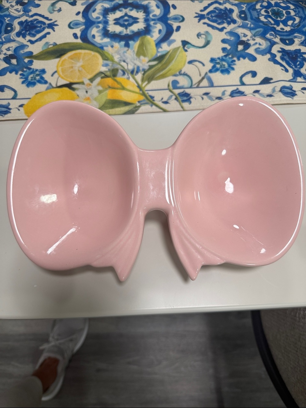 Pink Double Ceramic Serving Bowl - Home Accents